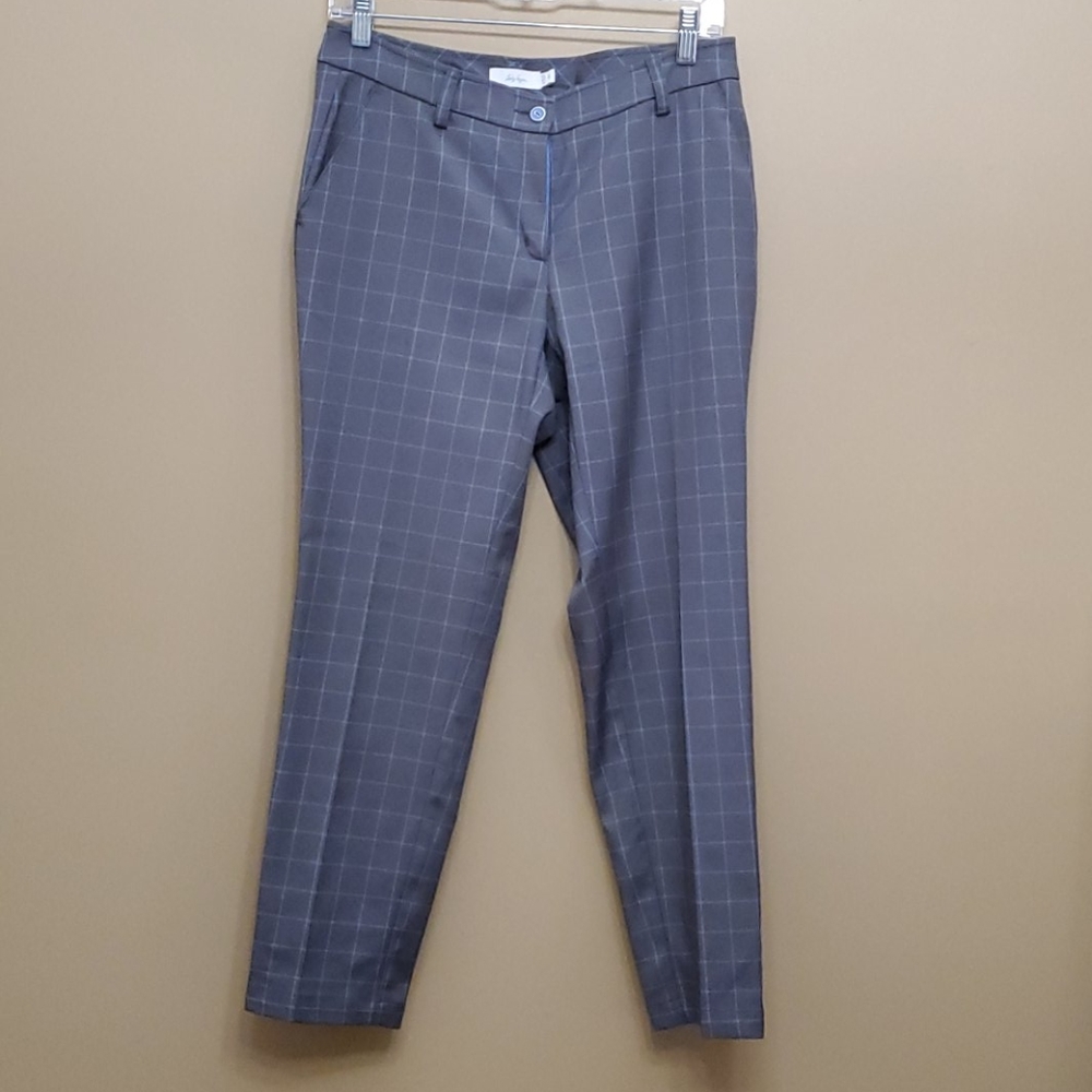 Lady Hagen Gray Windowpane Golf Pants | Size 6 | Ankle Straight Leg Flat Front